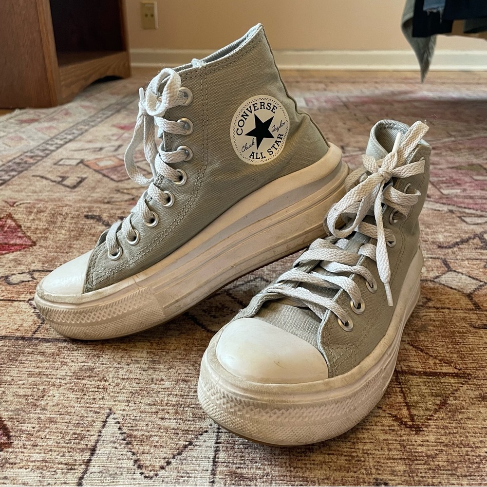 Converse All Star Move Platform High-Top Sneakers - Sage Green - Picture 2 of 11